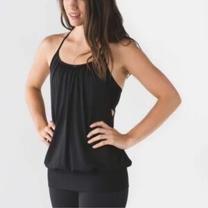 Lululemon Women's Black “No Limits” Built-In Sports Bra Open-Sides Tank Top